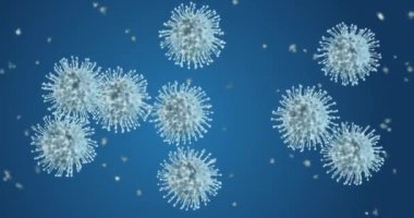 Coronavirus hücreleri. Mikroskop altında solunum enfeksiyonlarına neden olan bir virüs grubu. 3B görüntüleme döngüsü 4k