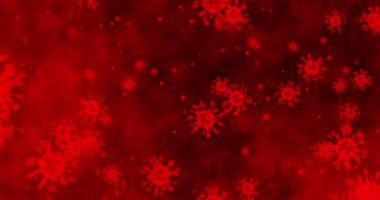 Coronavirus hücreleri. Mikroskop altında solunum enfeksiyonlarına neden olan bir virüs grubu. 3B görüntüleme döngüsü 4k