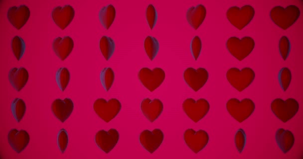 Patrón Romántico Con Corazones Rojos Poligonales Para Día San Valentín — Vídeo de stock