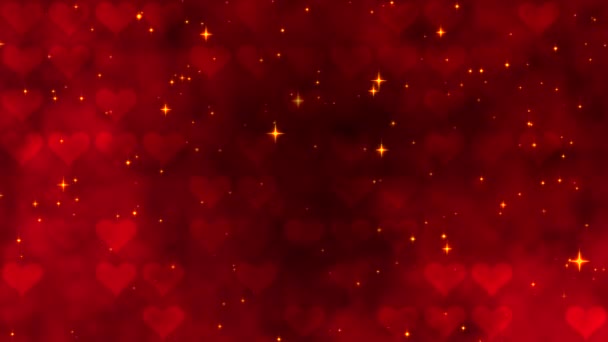 红色的图案 金黄色的意大利面 星星和红心 情人节 母亲节 结婚周年纪念日 婚宴请柬 3D渲染视频循环4K — 图库视频影像
