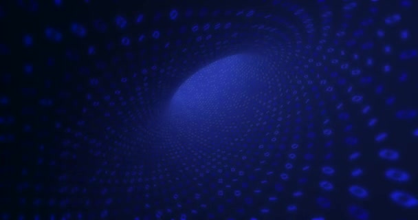 Бинарный Туннель Neon Digital Бесшовный Цикл Фон Сети Большие Данные — стоковое видео
