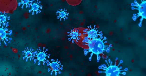 Κύτταρα Του Coronavirus Ομάδα Κινουμένων Σχεδίων Ιών Που Προκαλούν Αναπνευστικές — Αρχείο Βίντεο