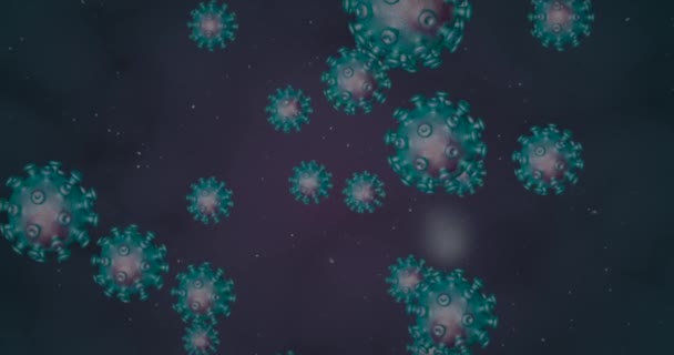 Coronavirus Zellen Animationsgruppe Von Viren Die Atemwegsinfektionen Unter Dem Mikroskop — Stockvideo