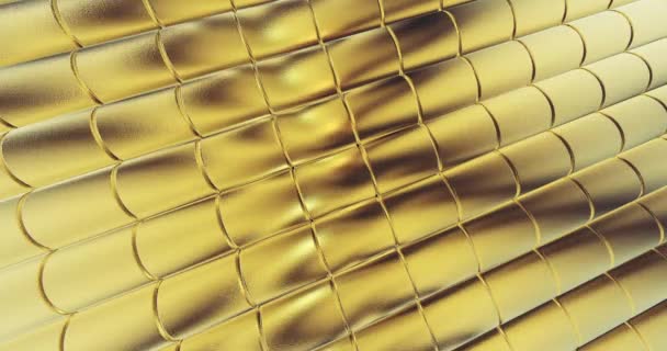 Golden Foil Tiles Texture Background Digital Surface Motion Graphic — Stock Video