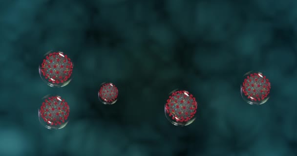 Cellules Coronavirus Petites Gouttelettes Contenant Des Pathogènes Propagation Covid Groupe — Video