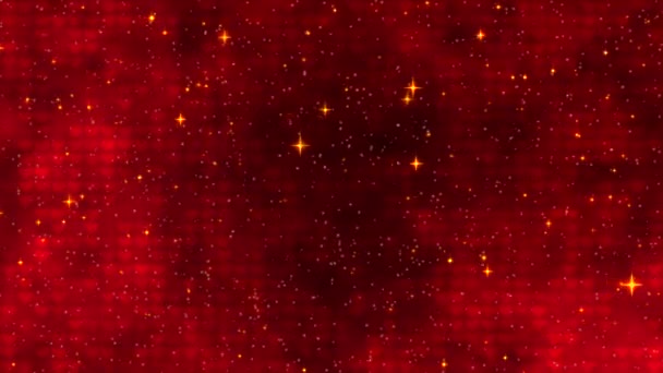 Rood Patroon Met Gouden Confetti Sterren Rode Harten Voor Valentijnsdag — Stockvideo