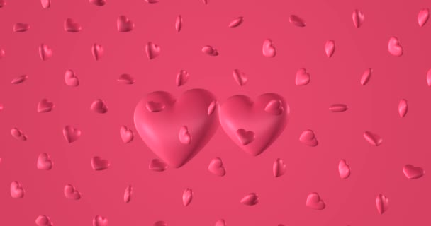 浪漫的花纹 粉红的心 庆祝圣瓦伦丁节婚宴邀请卡 3D渲染易漏洞动画4K — 图库视频影像