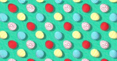 Paskalya Yumurtaları ile Renkli Arkaplan. Parti için şirin bir arkaplan, Instagram tebrik kartı, facebook, youtube kanalı. Canlandırma 3D render, döngü 4k