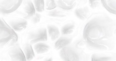 Sıvı soyut beyaz arkaplan. Pürüzsüz, parlak dokusu 3 boyutlu. Cazibeli ipek arka plan. 4k döngüsü