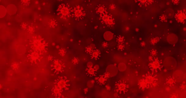 コロナウイルス細胞 顕微鏡下で呼吸器感染を引き起こすウイルスのアニメーショングループ 3Dレンダリングビデオループ4K — ストック動画