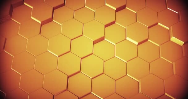 抽象幾何学的な黄金六角形の壁のテクスチャ 4Kシームレスループ 3Dレンダリング — ストック動画