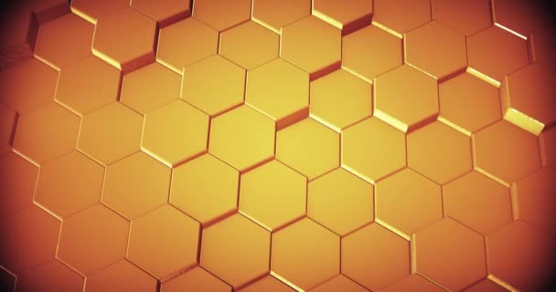 Textura Abstracta Geométrica Pared Hexágono Dorado Lazo Sin Costura Renderizar — Vídeo de stock