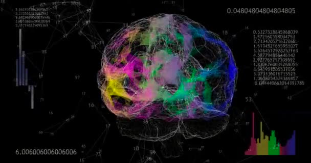 Girando 360 Modelo Cerebro Poligonal Bajo Sobre Fondo Negro Con — Vídeos de Stock