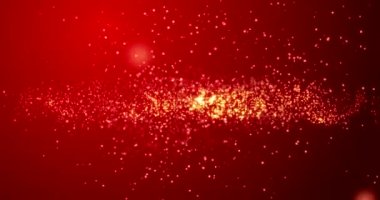 Kırmızı Sevgililer Günü arkaplanındaki altın konfeti ışıkları. Çin Yeni Yıl dokusu. 4k döngüsü