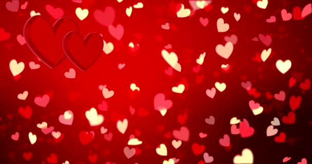 Rote Herzen Happy Valentines Day Hintergrund Rote Herzen Mit Goldenem — Stockvideo