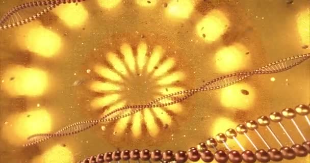 Gyllene Geometriska Bakgrund Med Virvlar Dna Molekyler Digital Tapet För — Stockvideo