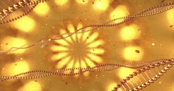 Dna Moleküllerinin Girdaplarıyla Altın Geometrik Arka Plan Güzellik Estetik Cerrahi — Stok video