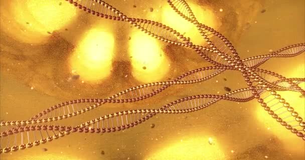 Gouden Geometrische Achtergrond Met Wervelingen Van Dna Moleculen Digitaal Behang — Stockvideo