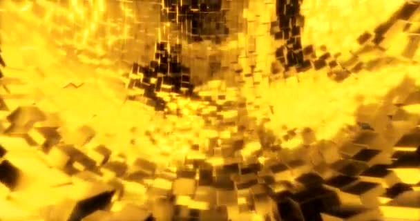 Streszczenie Tła Grafiki Złotymi Kostkami Kuli Renderowanie — Wideo stockowe
