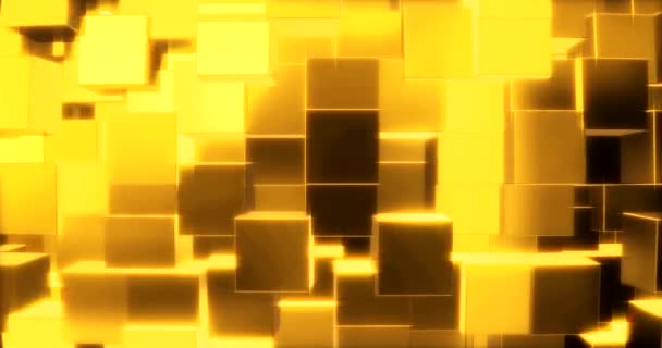 抽象的三维图形背景 球面上有金色立方体 3D渲染 — 图库视频影像