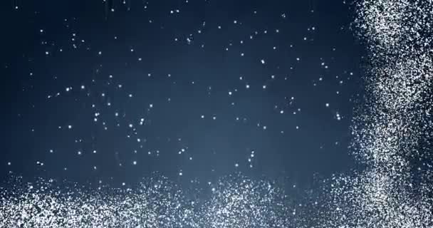 Copos Nieve Confeti Blanco Luces Bokeh Fondo Azul Feliz Navidad — Vídeo de stock