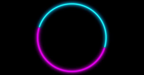 Sfondo Neon Circle Con Schermi Cornice Led Fluorescente Astratto Blu — Video Stock