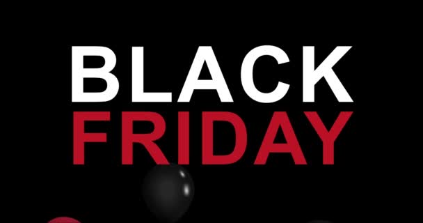 Reklama Black Friday Czerwonymi Białymi Czarnymi Balonami Tło Animacja Płynna — Wideo stockowe