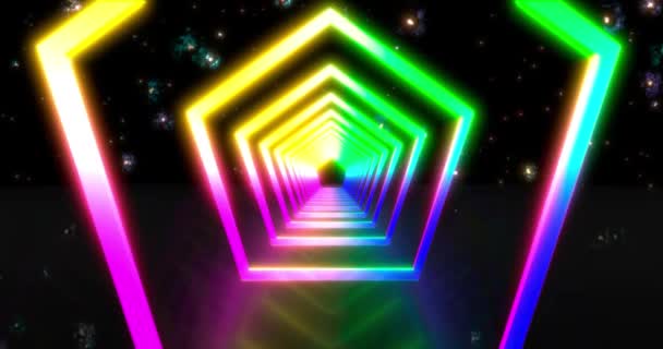 Abstrakcyjne Latanie Futurystycznym Korytarzem Gwiazdy Disco Bezszwowe Tło Pętli Światło — Wideo stockowe