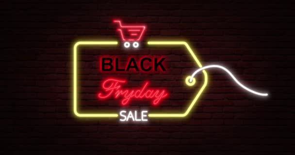 Black Friday Anúncio Com Sinal Néon Loopable Animação Renderização — Vídeo de Stock