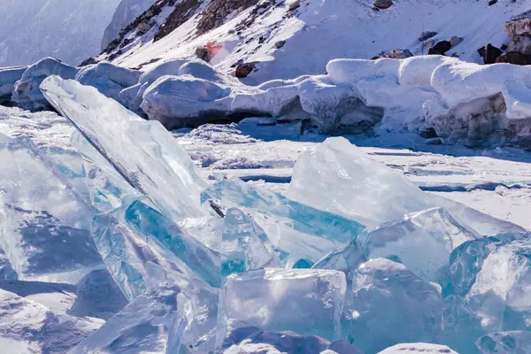 Paysage Hivernal Spectaculaire Glace Hivernale Long Rivage — Photo