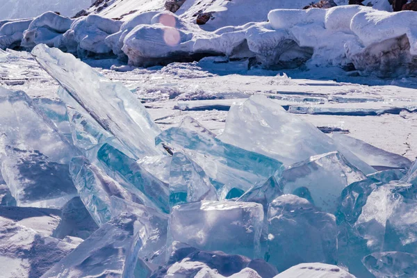 Paesaggio Invernale Spettacolare Ghiaccio Invernale Lungo Riva — Foto Stock