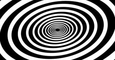 Psikodelik tünel geçmişini özetliyor. Animasyon. Sanal gerçeklik gelecek tasarımı. Siyah ve beyaz renkler. 3B görüntüleme