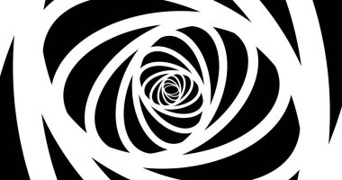 Psikodelik tünel geçmişini özetliyor. Animasyon. Sanal gerçeklik gelecek tasarımı. Siyah ve beyaz renkler. 3B görüntüleme