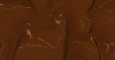 Sıvı sıcak çikolata arka planı. Erimiş siyah çikolata dokusu 3 boyutlu. Göz kamaştırıcı ipek lav dokusu animasyonu. 3B illüstrasyon