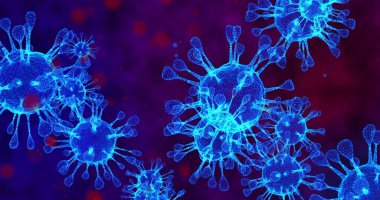 Coronavirus hücreleri COVID-19 bulaşıcı hastalıklar. Hızlı bulaşma hastalık yaydı. Yüksek konsantrasyonda koronavirüs animasyonu. 3B görüntüleme