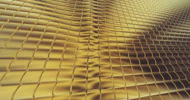 Altın folyo döşeme dokusu arka planı. Dijital 3D yüzey. 3B illüstrasyon