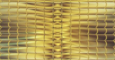 Altın folyo döşeme dokusu arka planı. Dijital 3D yüzey. 3B illüstrasyon