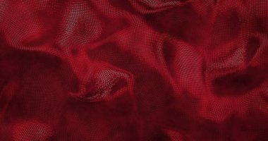 Kırmızı metalik parlak ipek arka plan. Cazibeli saten dokular 3 boyutlu. Sihirli Mutlu yıllar animasyonu.