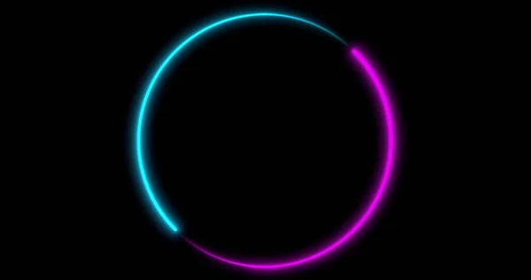 Neon Circle Bakgrund Med Led Ram Skärmar Fluorescerande Abstrakt Blå — Stockfoto