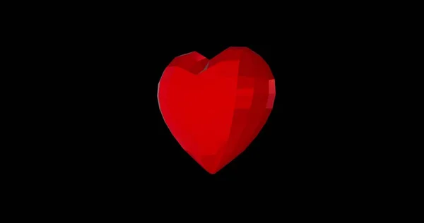 赤い多角形の心で幸せなバレンタインデーの背景バレンタインデーイベントのために 3Dイラスト — ストック写真