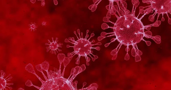 Coronavirus hücreleri COVID-19 bulaşıcı hastalıklar. Hızlı bulaşma hastalık yaydı. Yüksek konsantrasyonda koronavirüs animasyonu. 3B görüntüleme