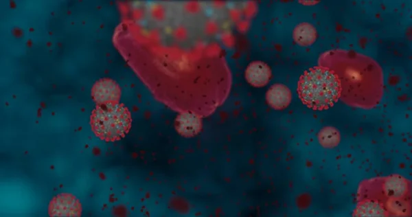 Hight Concentration Coronavirus Disease Covid Animation Group Viruses Red Blood — Stock Photo, Image