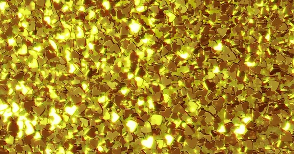 Gouden Harten Textuur Kerst Nieuwjaar Achtergrond — Stockfoto