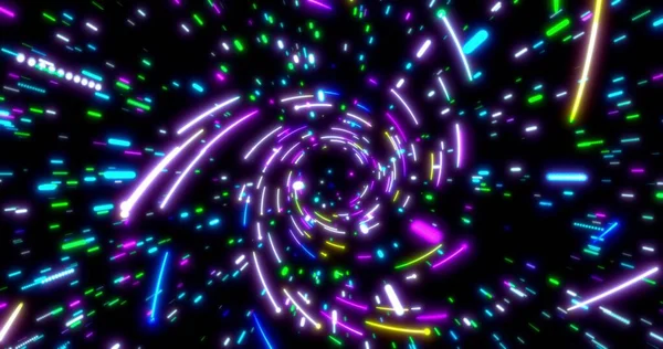 ネオンラインのトンネルを輝く ブルーのピンクとバイオレットのカラフルな照明 宇宙空間の紫外線蛍光灯 シームレスな3Dレンダリングの背景 仮想現実設計3Dレンダリング 3Dイラスト — ストック写真