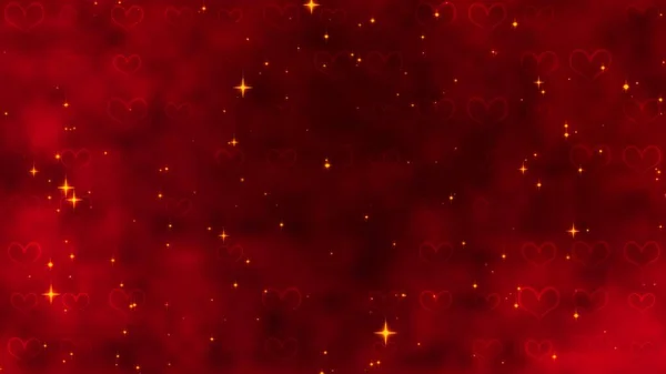 Patrón Rojo Con Confeti Dorado Estrellas Corazones Rojos Para Día — Foto de Stock