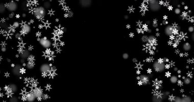 Serene Looping Animasyon Gösterisi Düşen Kar Taneleri Karanlık Bir Arkaplanda, Sıcak bir Noel Atmosferi ve Kış Titreşimleri Yaratmak İçin Mükemmel. Yüksek kalite 4k görüntü