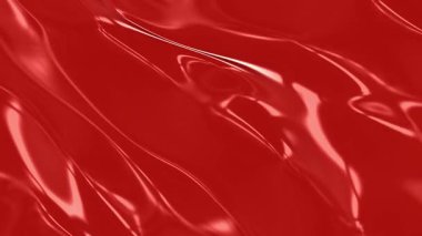 Büyüleyici Dokular: Bir Sanatsal Sunumda Zengin Kırmızı Dalgalar Serisi Zarifçe Akıyor, Işık Yansımaları Gösteriliyor ve Parlak Malzemenin Yumuşak Eğrileri