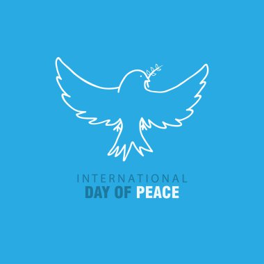 Barış zeytin dalı ile gökyüzü mavi arka plan üzerinde güvercin.