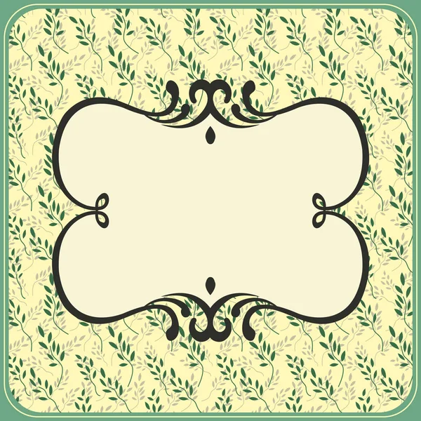 Vector pastel frame with leaves. In the European style. Vintage decorative design element, with black contour, isolated on a light background. — Stock Vector