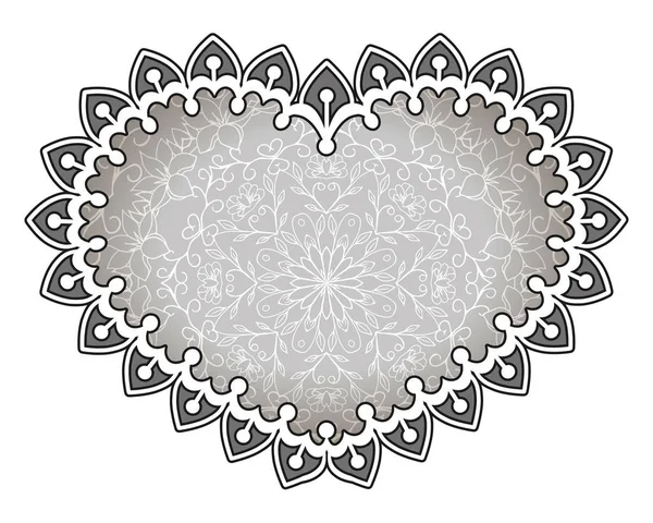 Coração com Mandala floral. Elementos decorativos vintage. Padrão oriental, ilustração vetorial. Islã, árabe, indiano, turco, paquistão, chinês, motivos otomanos — Vetor de Stock